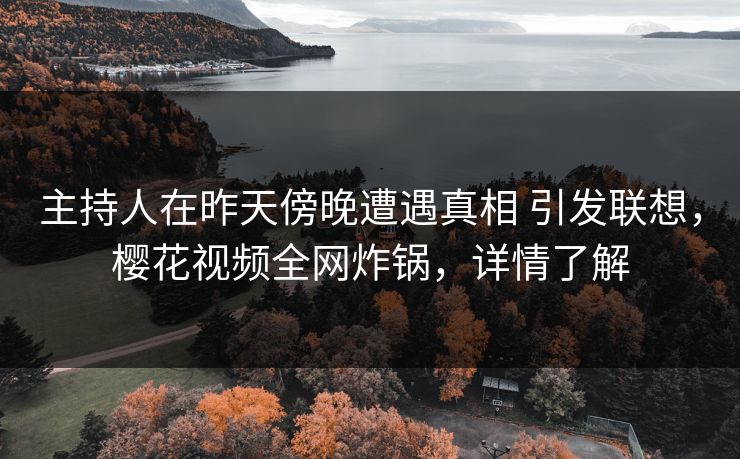 主持人在昨天傍晚遭遇真相 引发联想，樱花视频全网炸锅，详情了解